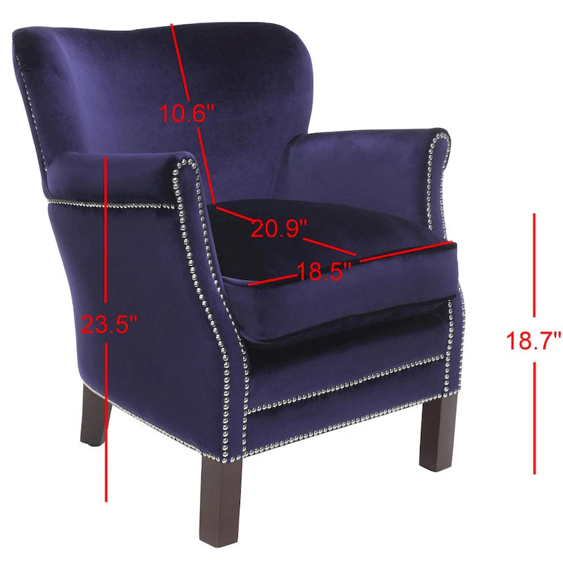 Brown Club Chair with Brass Nail Heads and Birch Legs