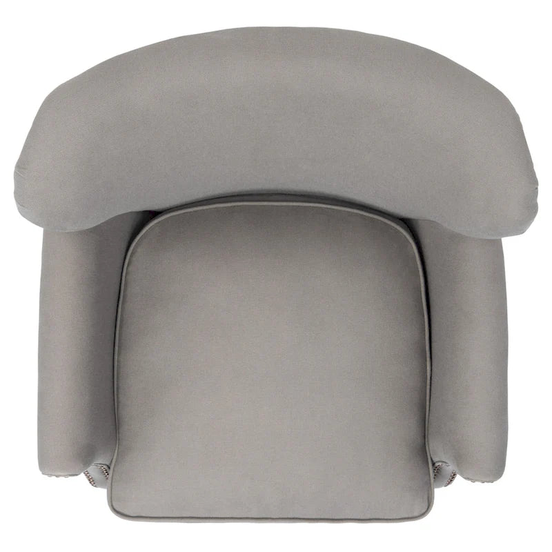Brown Club Chair with Brass Nail Heads and Birch Legs