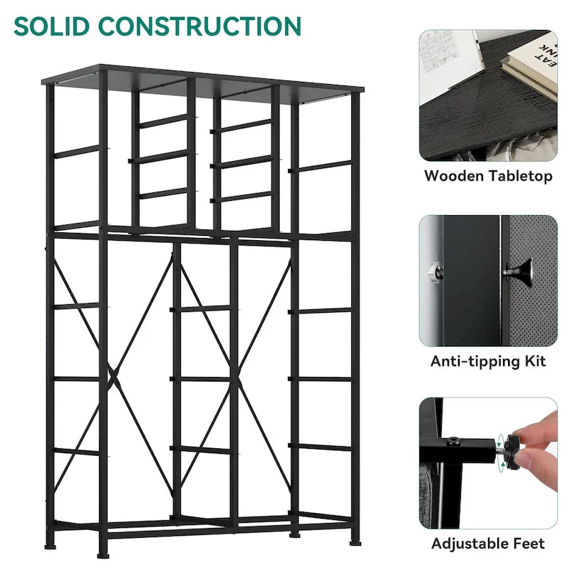 16-Drawer Dresser Tower with Metal Frame and Wood Tabletop