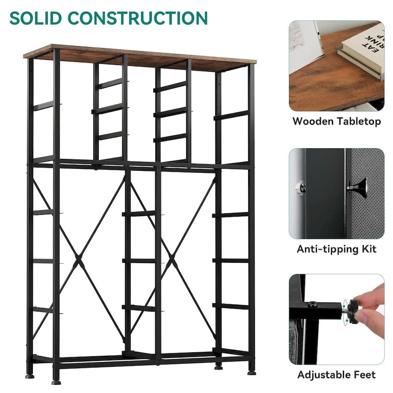 16-Drawer Dresser Tower with Metal Frame and Wood Tabletop