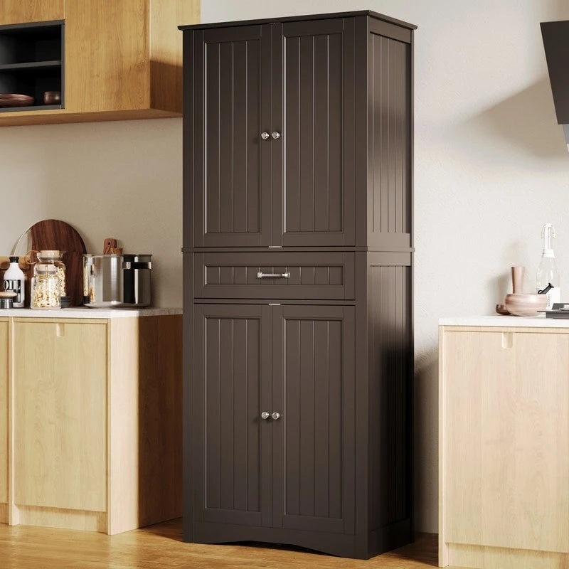 71Kitchen Pantry Storage Cabinet, Storage Cabinet Buffet, Freestanding Kitchen Storage Cabinet with 4 Adjustable Shelves