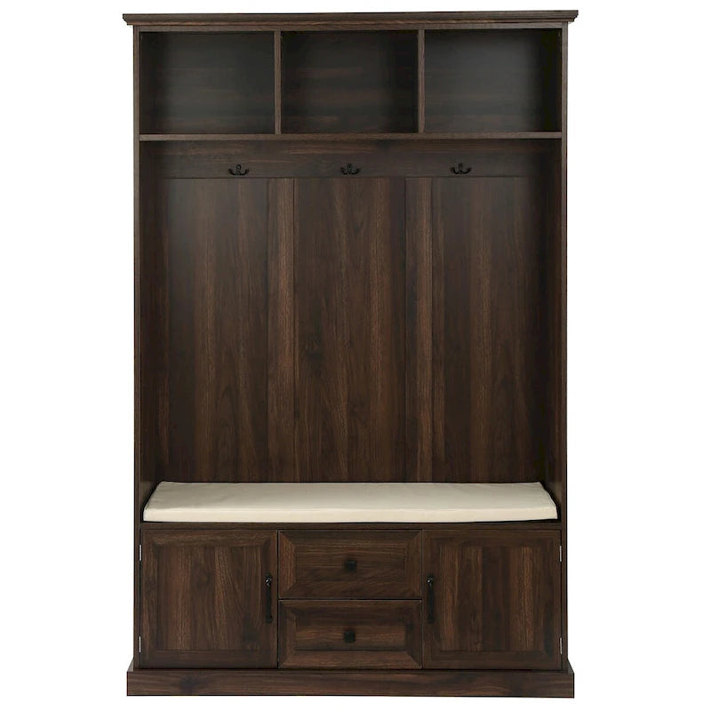 Hall Tree with 3 HooksCoat Hanger, Entryway Bench,Storage Bench, 3-in-1 Design,47.2INCH,for Entrance,Hallway