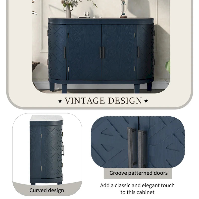 Wood Accent Storage Cabinet Sideboard with 4 Doors