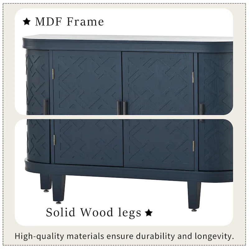 Wood Accent Storage Cabinet Sideboard with 4 Doors