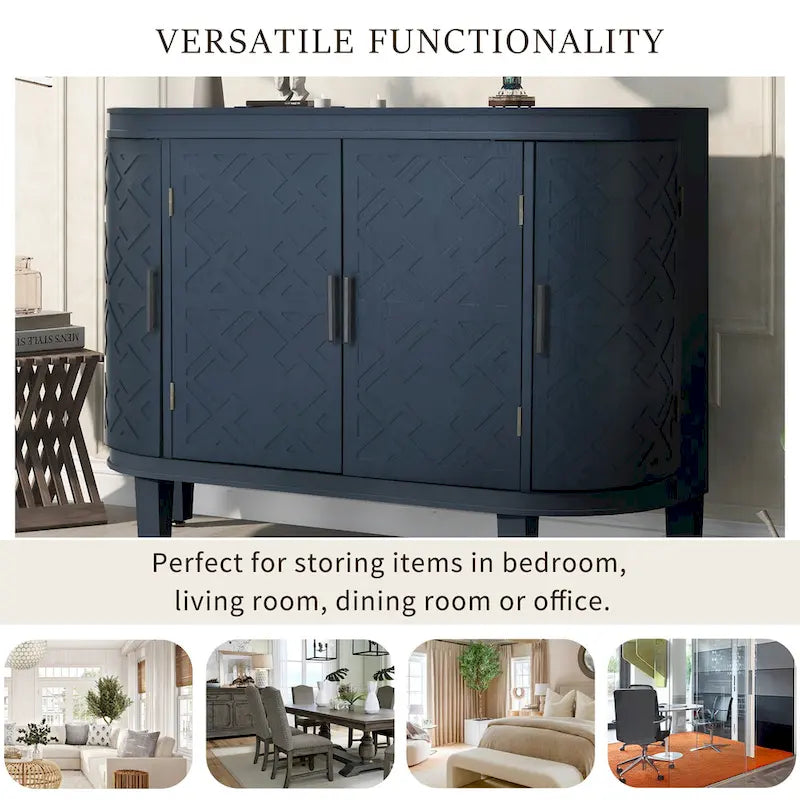 Wood Accent Storage Cabinet Sideboard with 4 Doors