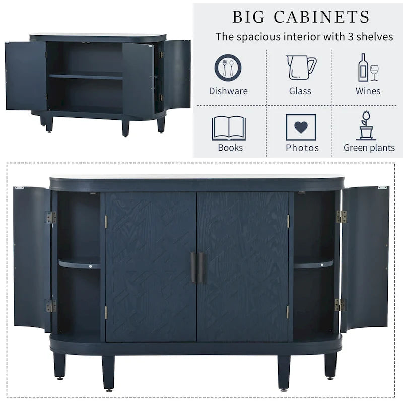 Wood Accent Storage Cabinet Sideboard with 4 Doors