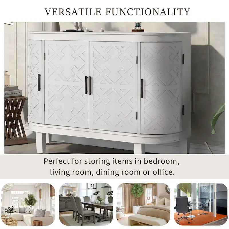 Wood Accent Storage Cabinet Sideboard with 4 Doors