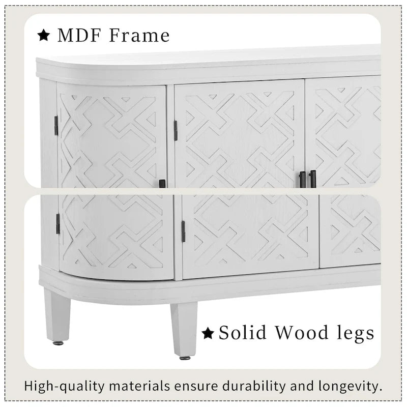 Wood Accent Storage Cabinet Sideboard with 4 Doors
