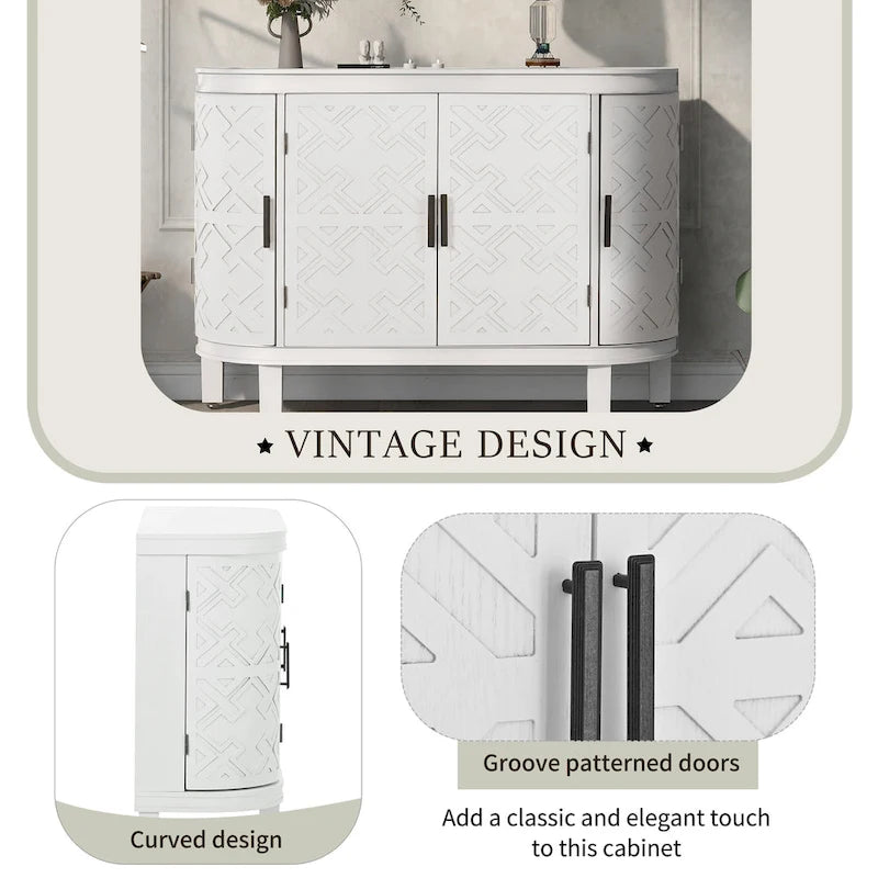 Wood Accent Storage Cabinet Sideboard with 4 Doors