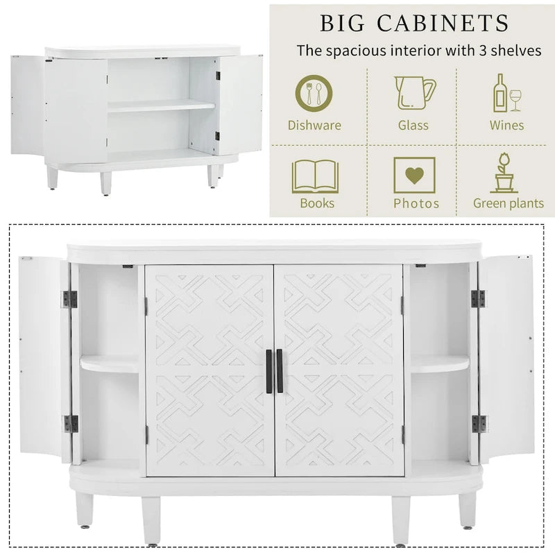 Wood Accent Storage Cabinet Sideboard with 4 Doors
