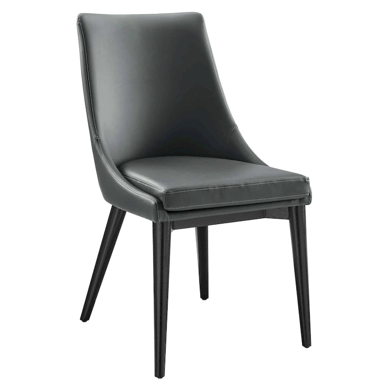 Minimalist Vinyl Dining Side Chair with Black Tapered Legs, Set of 2