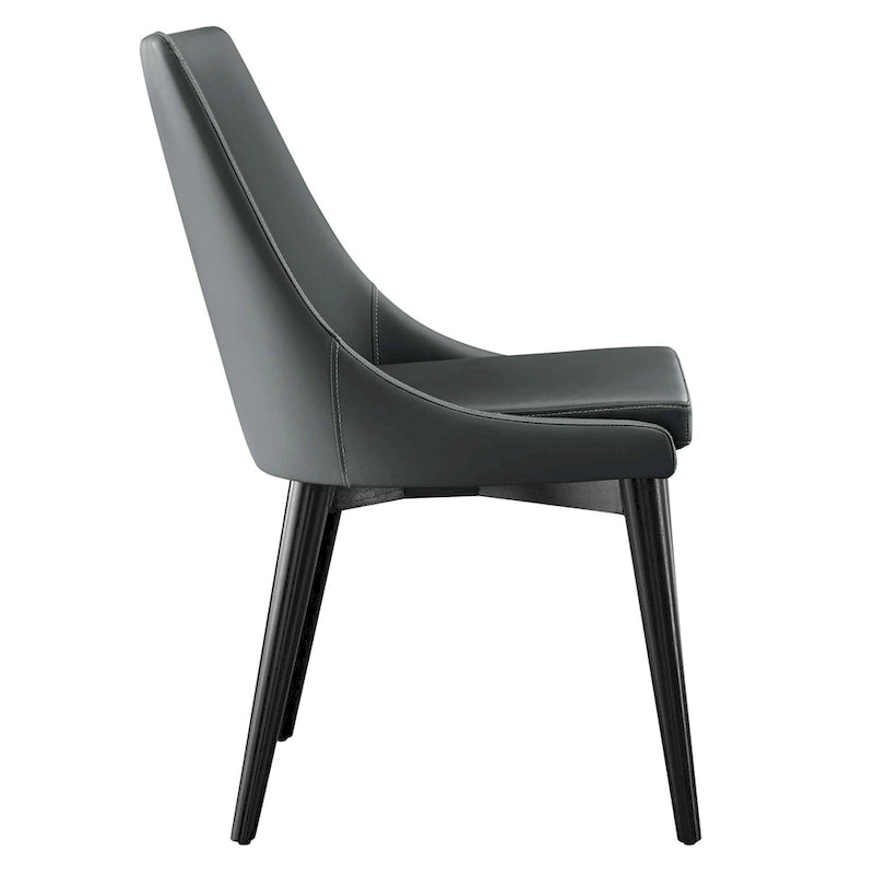 Minimalist Vinyl Dining Side Chair with Black Tapered Legs, Set of 2