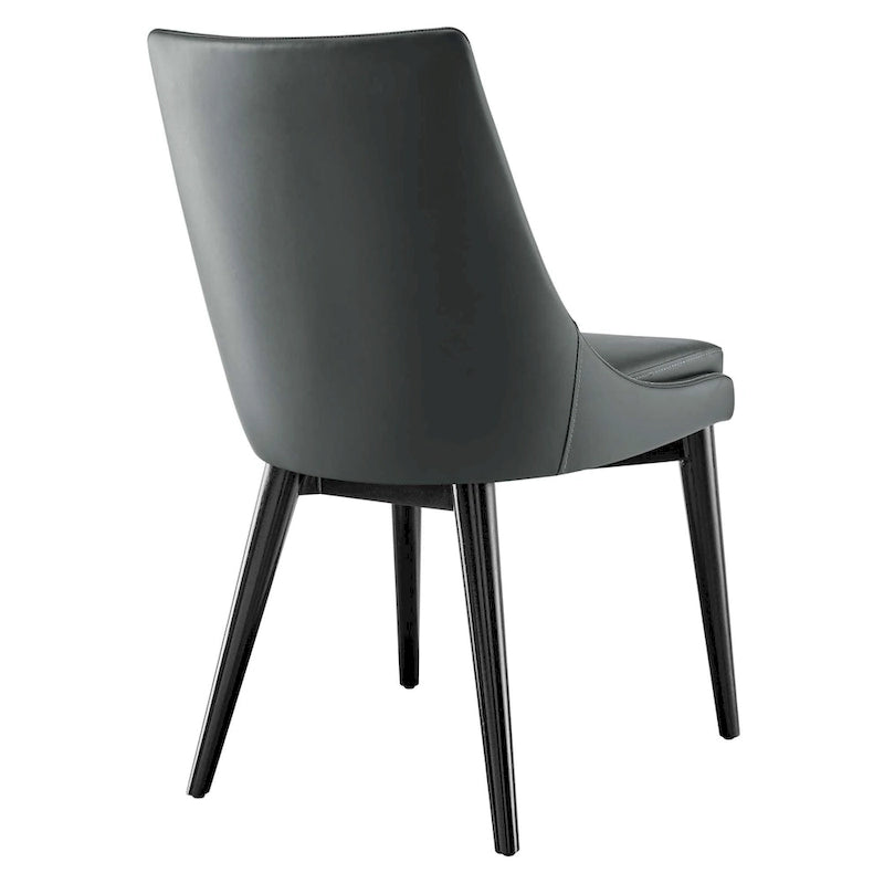 Minimalist Vinyl Dining Side Chair with Black Tapered Legs, Set of 2