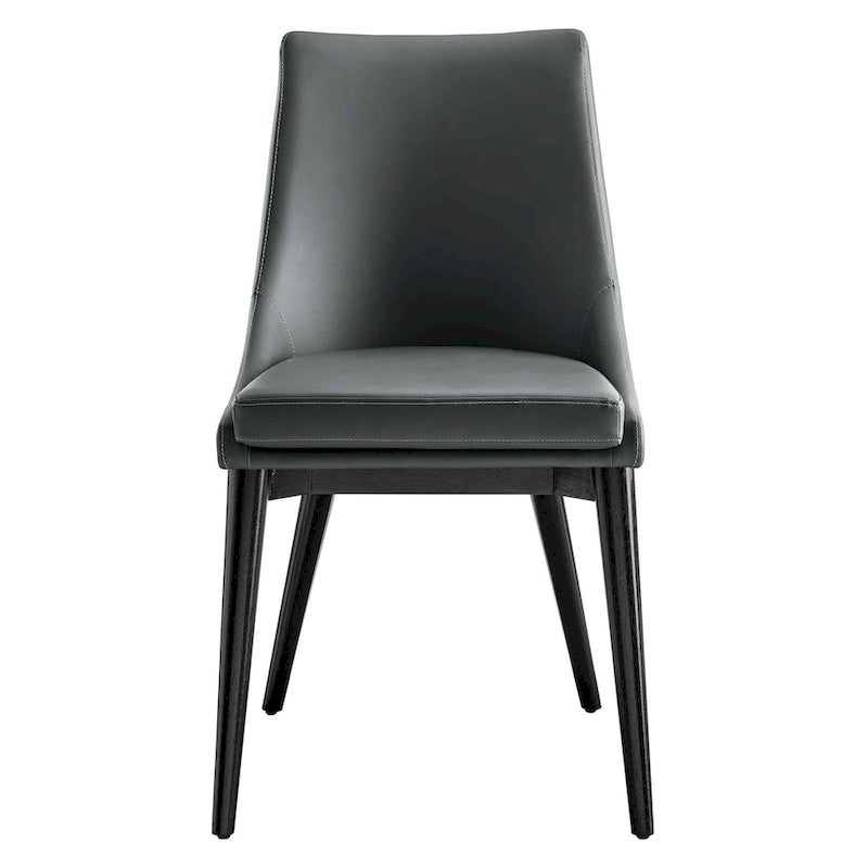 Minimalist Vinyl Dining Side Chair with Black Tapered Legs, Set of 2