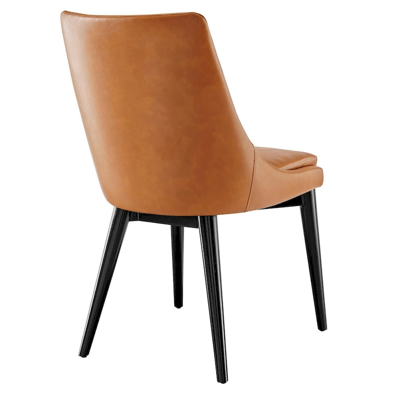 Minimalist Vinyl Dining Side Chair with Black Tapered Legs, Set of 2