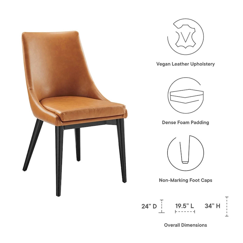 Minimalist Vinyl Dining Side Chair with Black Tapered Legs, Set of 2