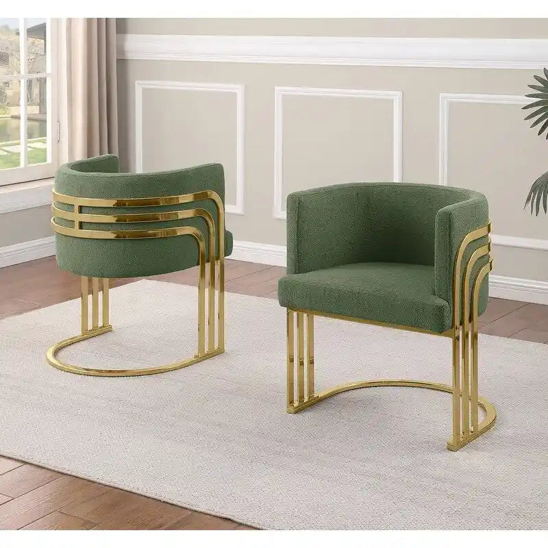 Teddy Fabric Dining Chair with Gold Chrome Base, Set of 2