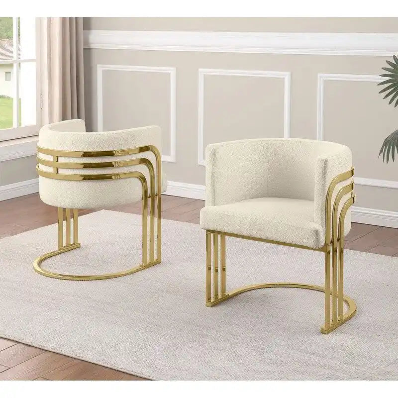 Teddy Fabric Dining Chair with Gold Chrome Base, Set of 2