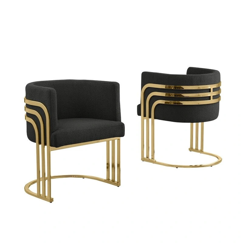 Teddy Fabric Dining Chair with Gold Chrome Base, Set of 2