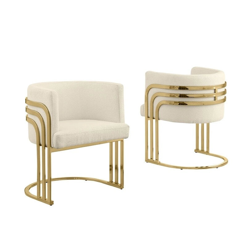 Teddy Fabric Dining Chair with Gold Chrome Base, Set of 2