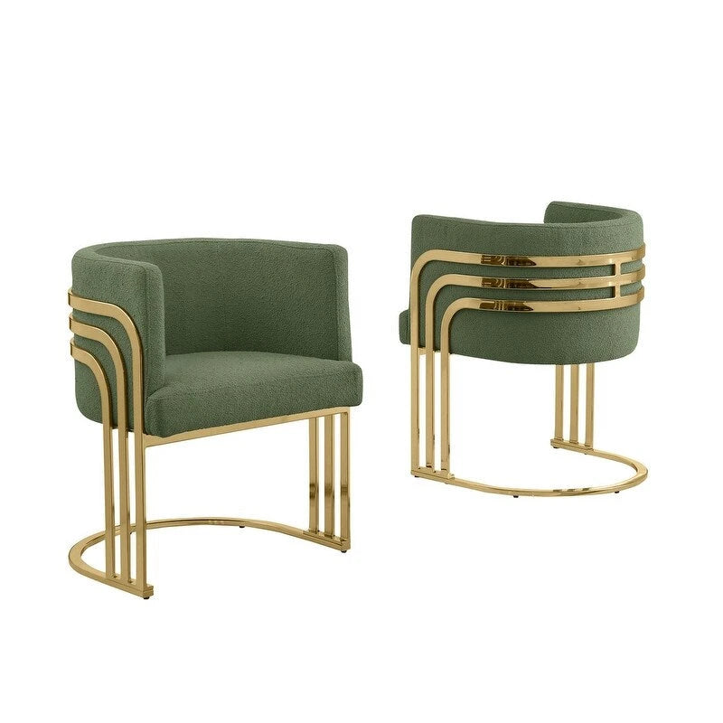 Teddy Fabric Dining Chair with Gold Chrome Base, Set of 2