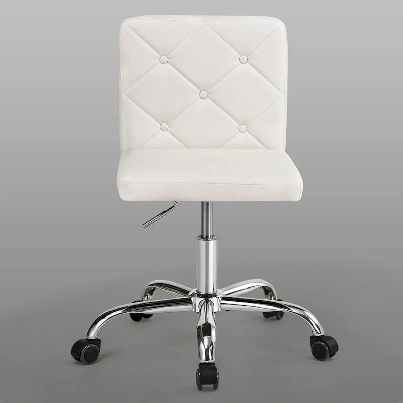 Armless PU Leather Mid-Back Office Chair with 360° Swivel
