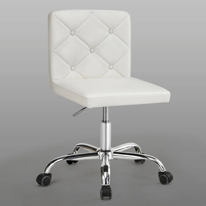 Armless PU Leather Mid-Back Office Chair with 360° Swivel