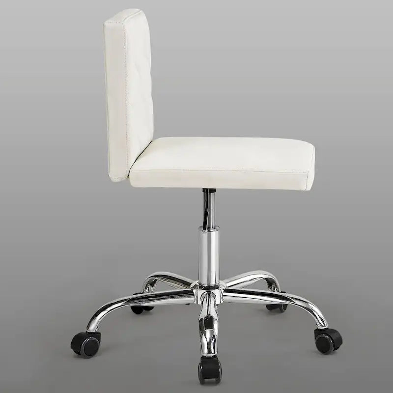 Armless PU Leather Mid-Back Office Chair with 360° Swivel