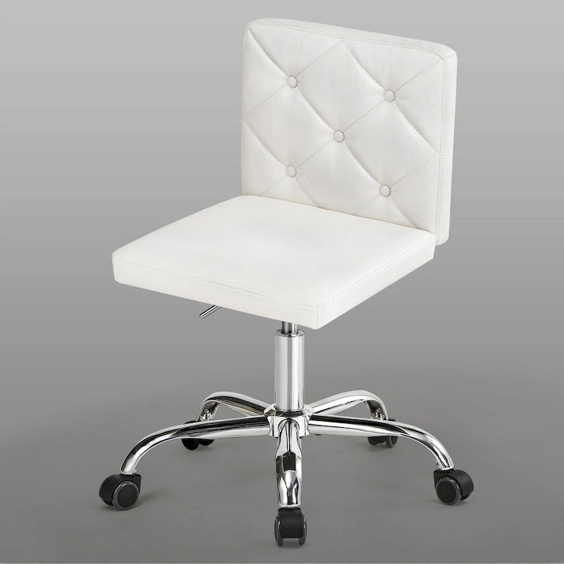 Armless PU Leather Mid-Back Office Chair with 360° Swivel