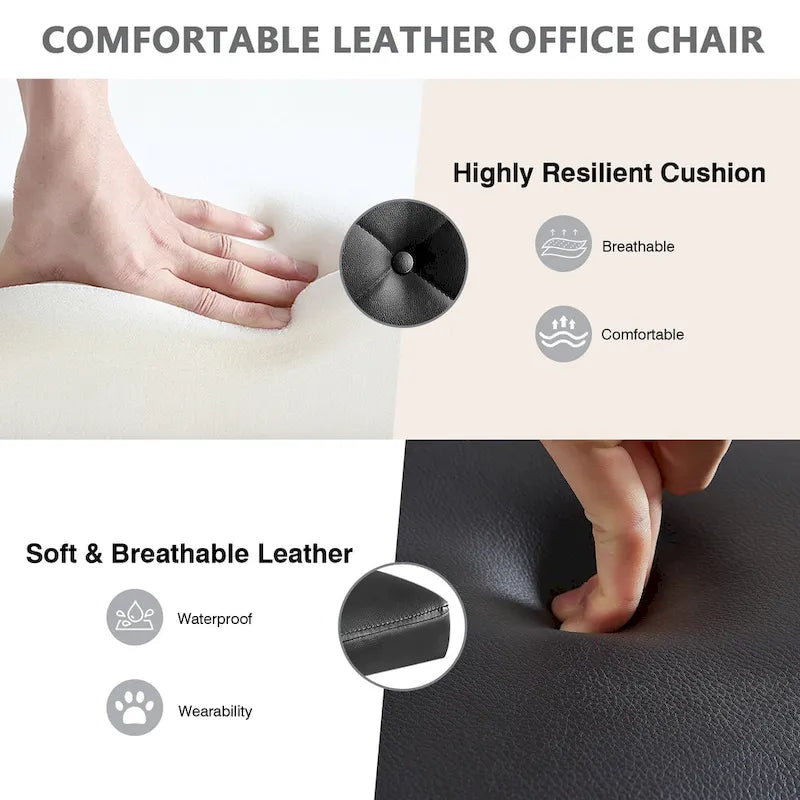Armless PU Leather Mid-Back Office Chair with 360° Swivel
