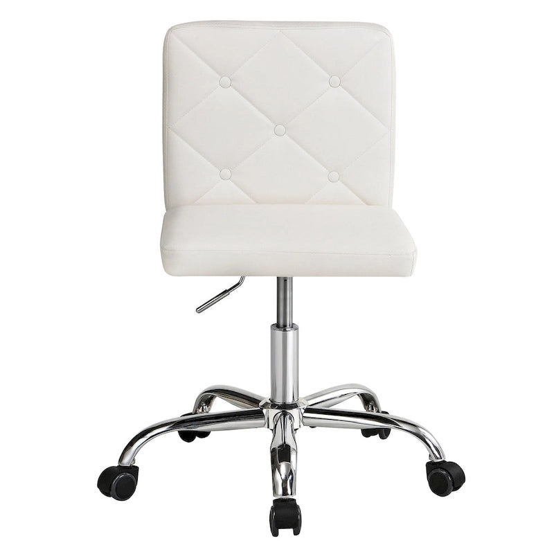 Armless PU Leather Mid-Back Office Chair with 360° Swivel