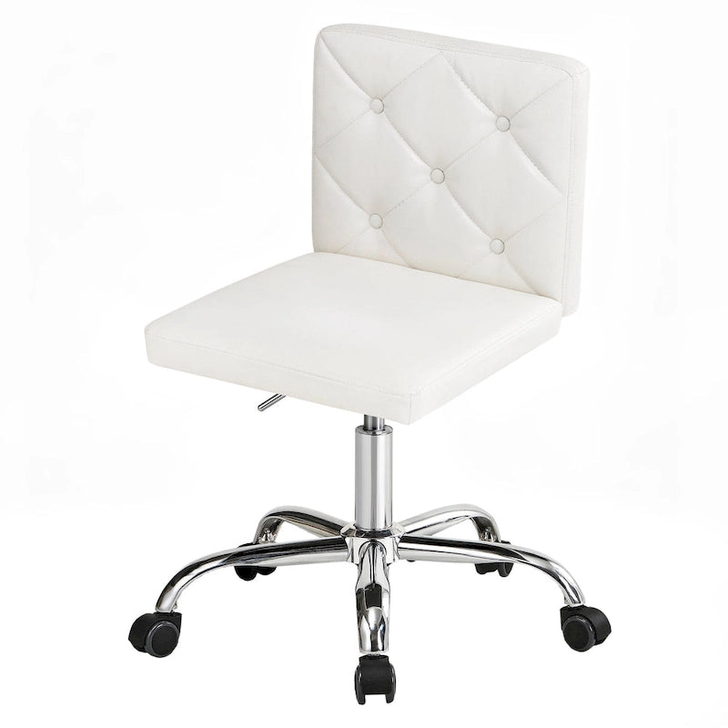 Armless PU Leather Mid-Back Office Chair with 360° Swivel