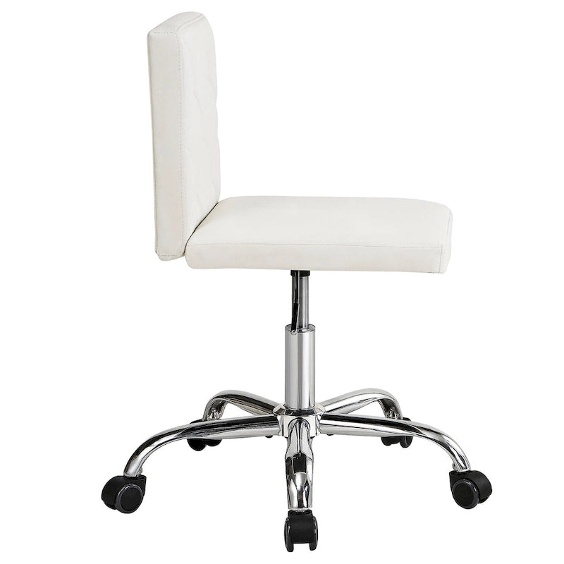 Armless PU Leather Mid-Back Office Chair with 360° Swivel