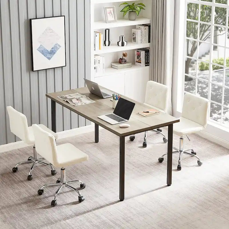 Armless PU Leather Mid-Back Office Chair with 360° Swivel