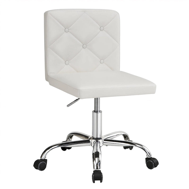 Armless PU Leather Mid-Back Office Chair with 360° Swivel