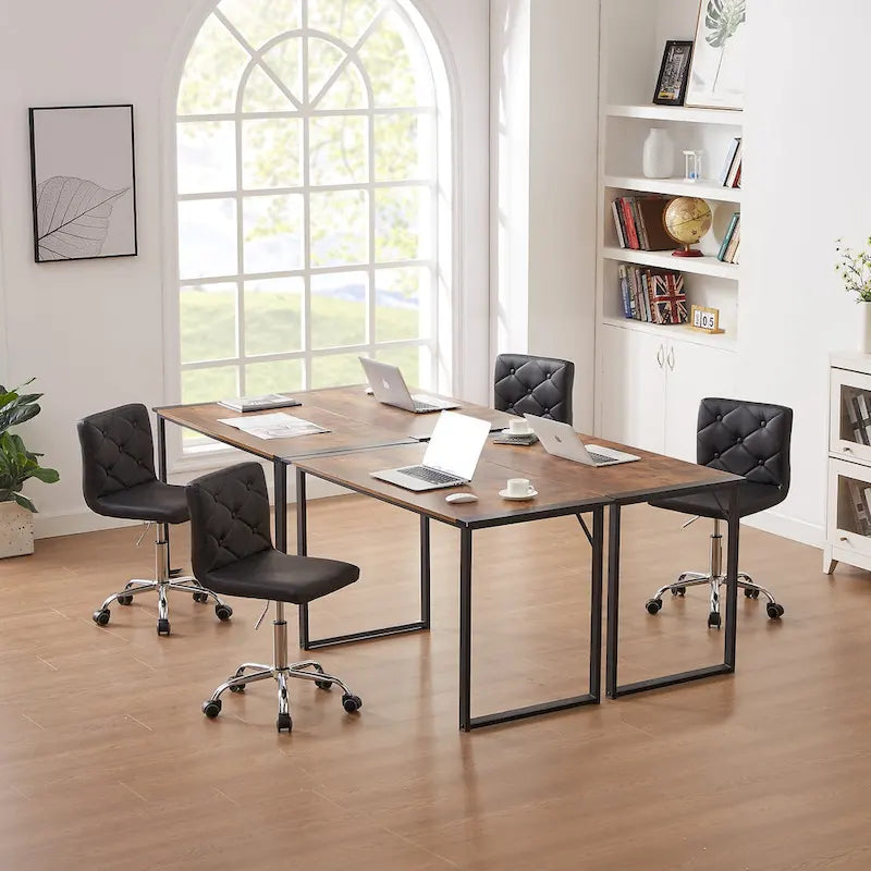 Armless PU Leather Mid-Back Office Chair with 360° Swivel