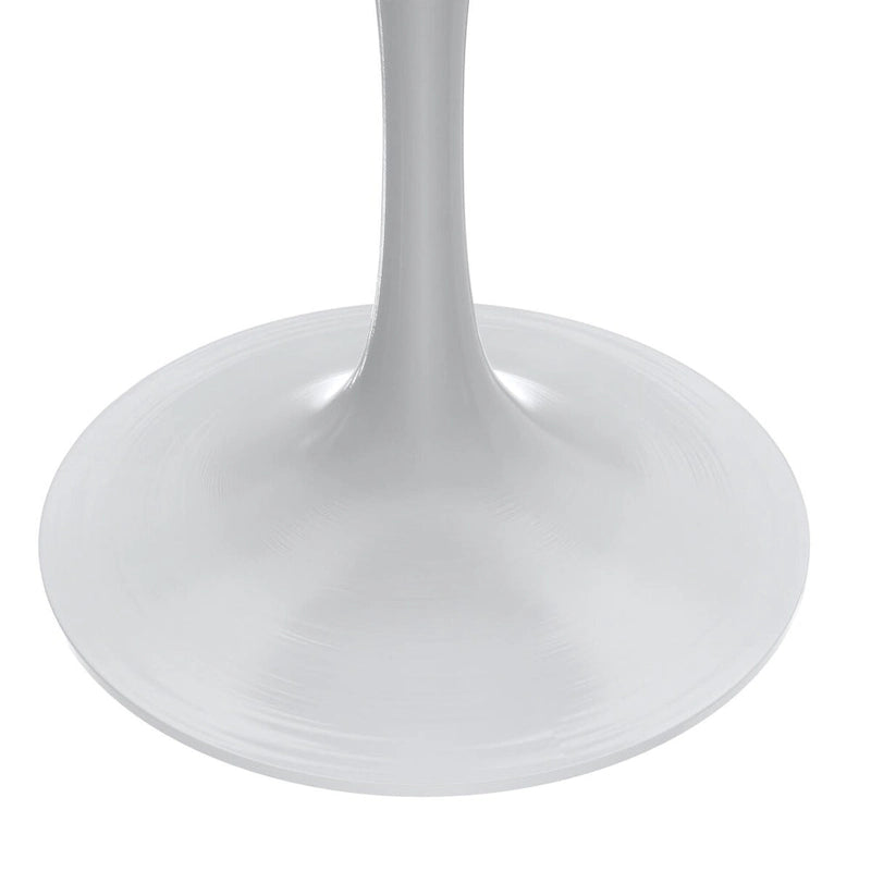 36" Round Sintered Stone Dining Table with White Steel Pedestal