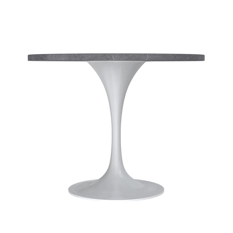 36" Round Sintered Stone Dining Table with White Steel Pedestal