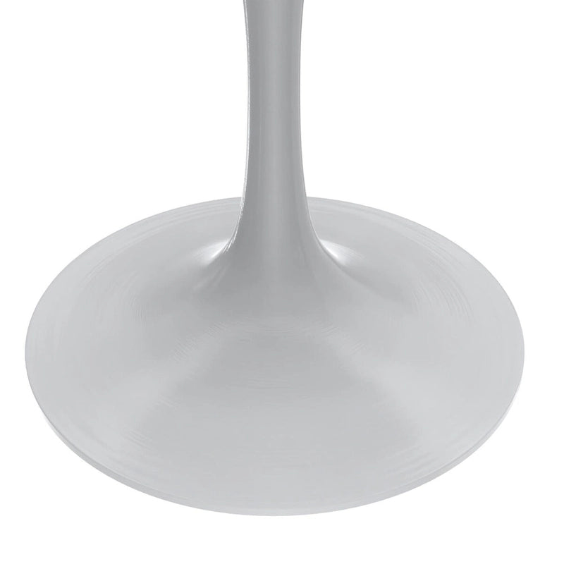 36" Round Sintered Stone Dining Table with White Steel Pedestal
