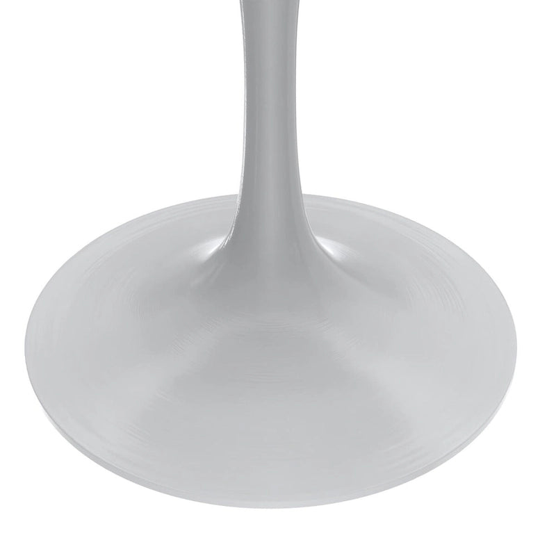 36" Round Sintered Stone Dining Table with White Steel Pedestal