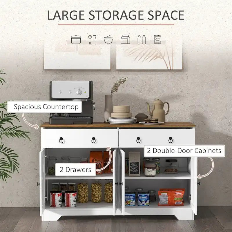 Farmhouse Buffet Cabinet with 2 Drawers and Adjustable Shelves