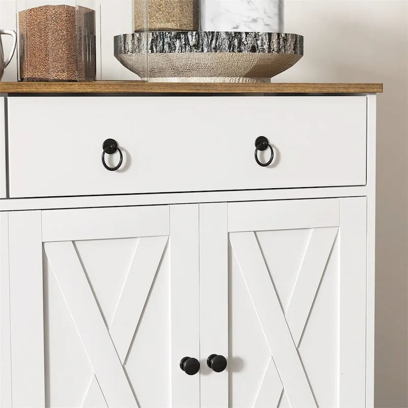 Farmhouse Buffet Cabinet with 2 Drawers and Adjustable Shelves