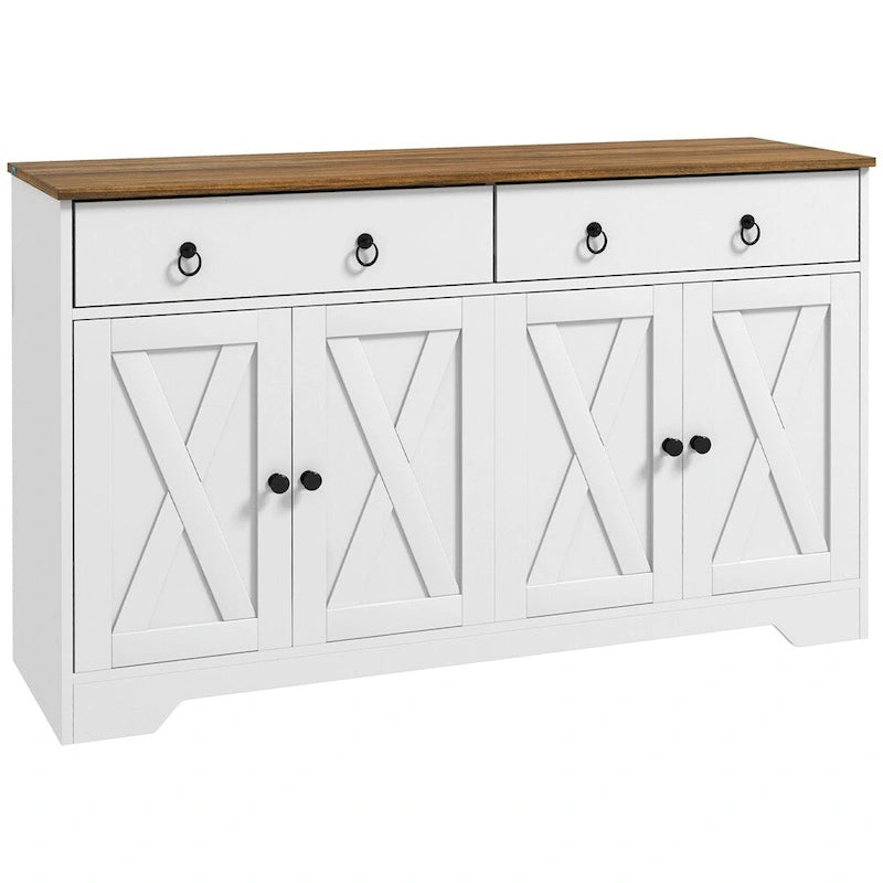Farmhouse Buffet Cabinet with 2 Drawers and Adjustable Shelves