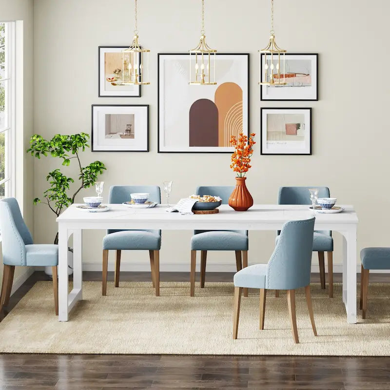 78.74 Inches Modern Dining Table for 8-10, Rectangular Kitchen Table - 78.7W x 39.4D