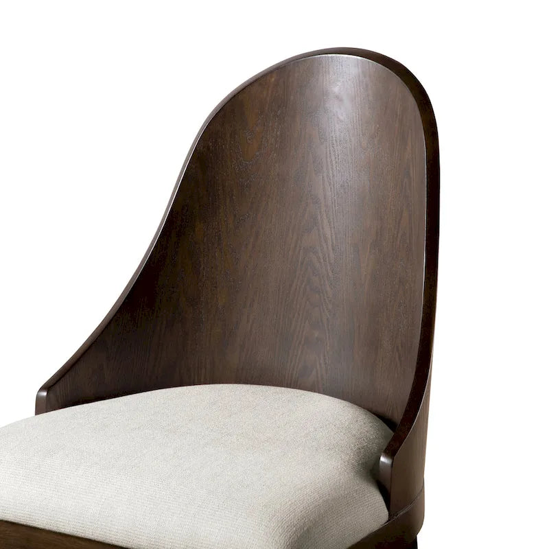 Modern Dark Walnut Solid Wood Dining Chair with Padded Seat, Set of 2