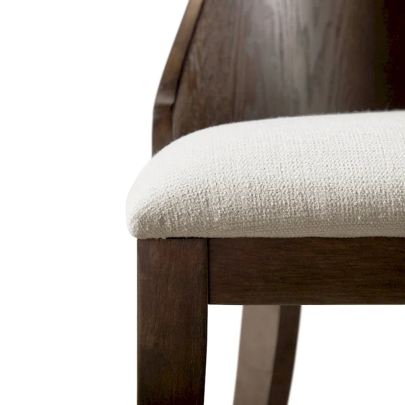 Modern Dark Walnut Solid Wood Dining Chair with Padded Seat, Set of 2