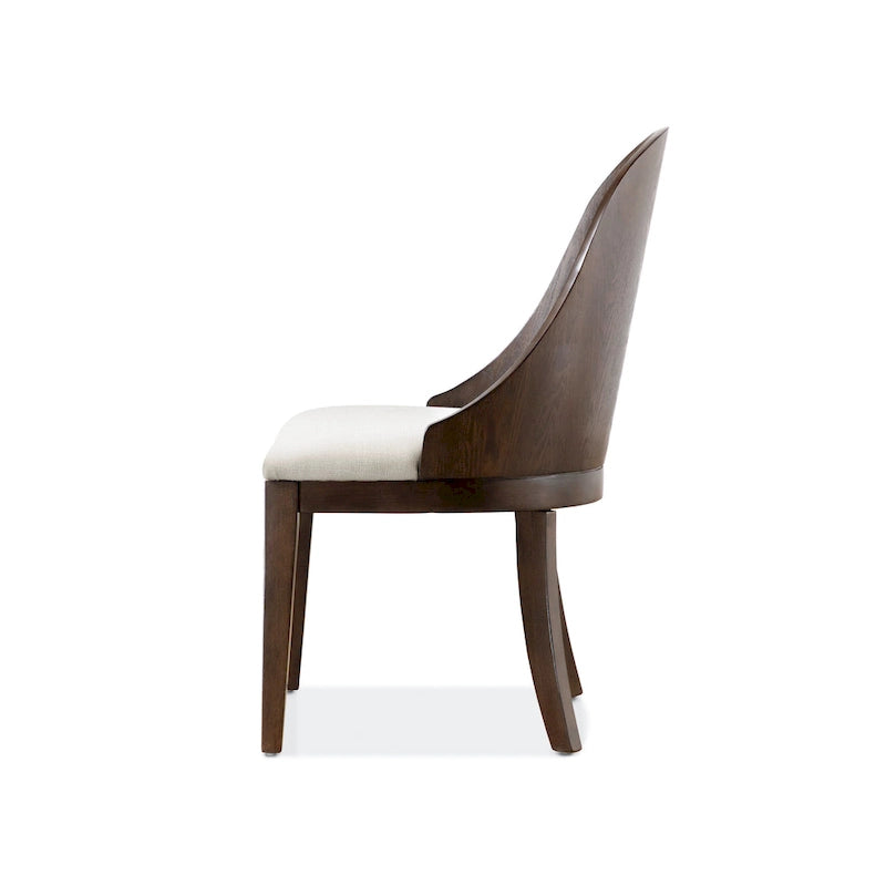 Modern Dark Walnut Solid Wood Dining Chair with Padded Seat, Set of 2